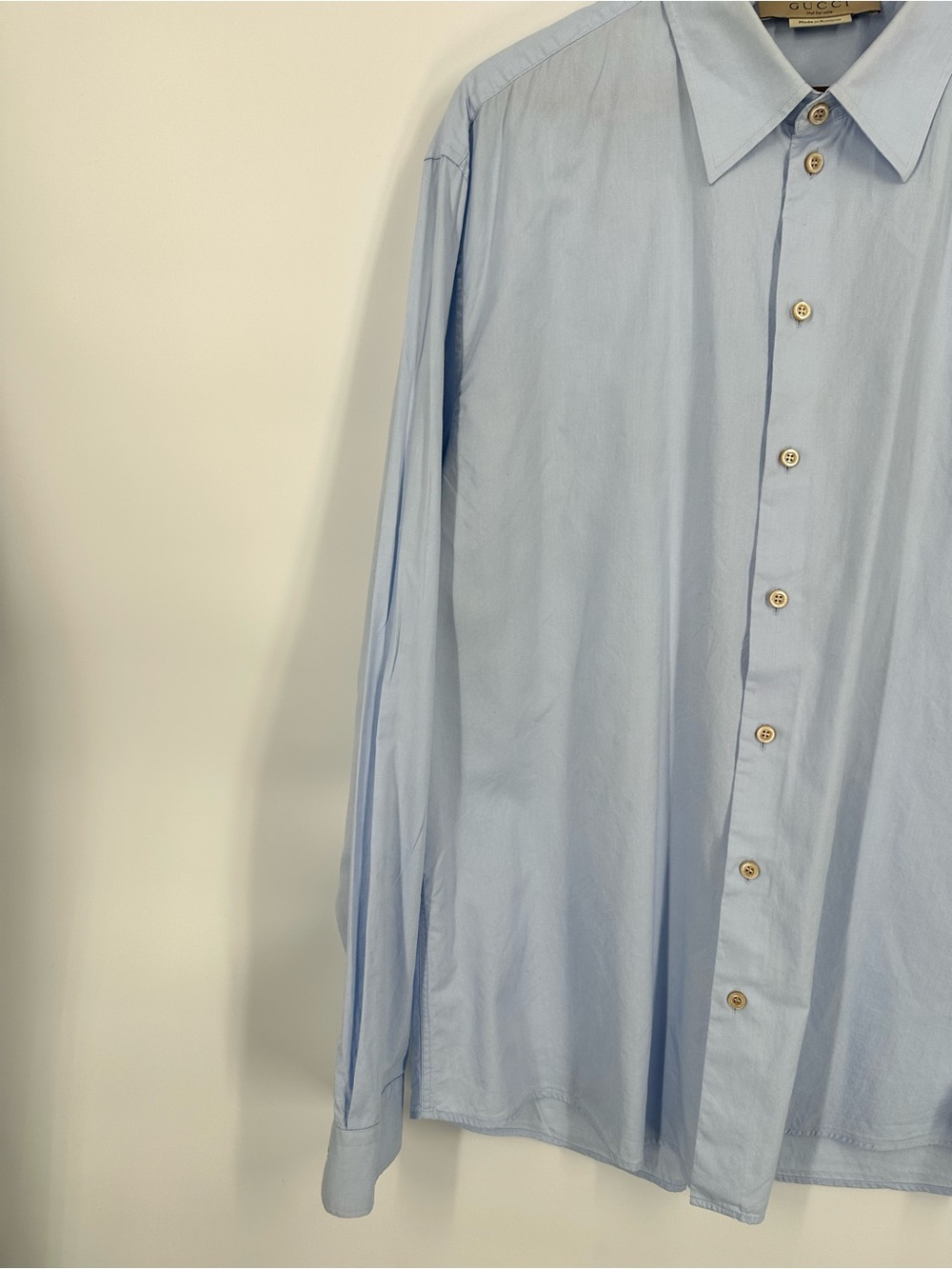 GUCCI French Cuff Vintage Pointed Collar Uniform Staff Dress Shirt Light Blue - Picture 5 of 12
